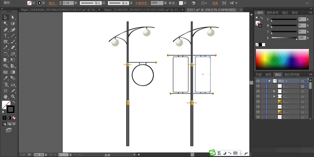 ai路灯杆制作的详细步骤