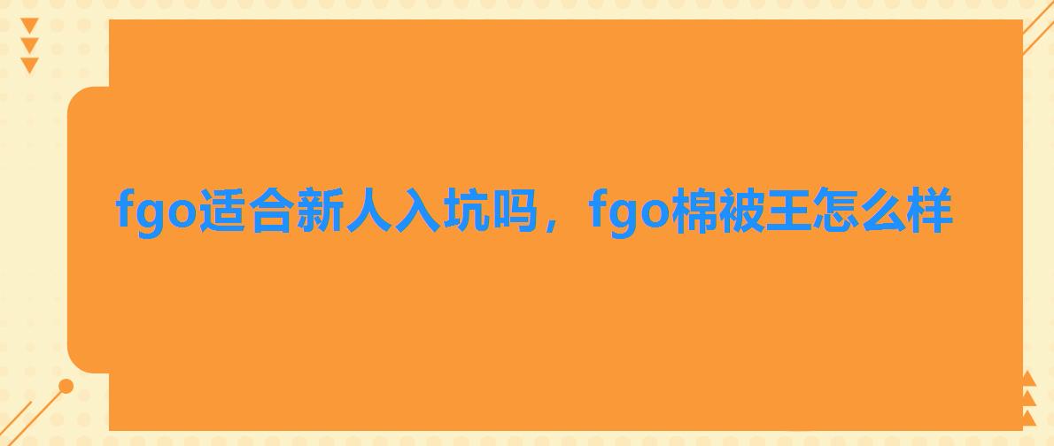 fgo适合新人入坑吗,fgo棉被王怎么样 fgo适合新人入坑吗,fgo棉被王怎么样