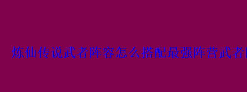 炼仙传说武者阵容怎么搭配最强阵营武者阵容分享