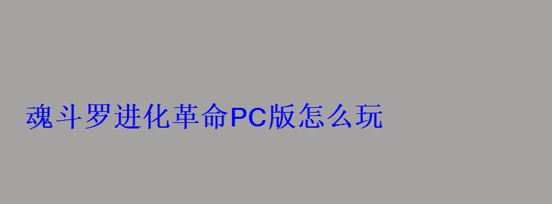 魂斗罗进化革命PC版怎么玩 魂斗罗进化革命PC版怎么玩