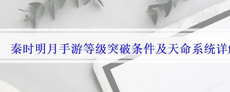 秦时明月手游等级突破条件及天命系统详解 秦时明月手游等级突破条件及天命系统详解