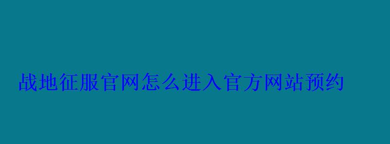 战地征服官网怎么进入官方网站预约 战地征服官网怎么进入官方网站预约