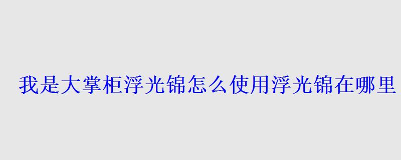 我是大掌柜浮光锦怎么使用浮光锦在哪里 我是大掌柜浮光锦怎么使用浮光锦在哪里
