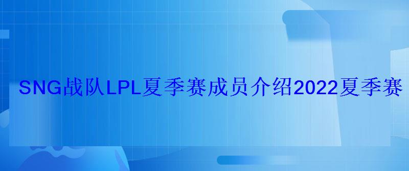 SNG战队LPL夏季赛成员介绍2022夏季赛苏宁战队主力名单 SNG战队LPL夏季赛成员介绍2022夏季赛苏宁战队主力名单