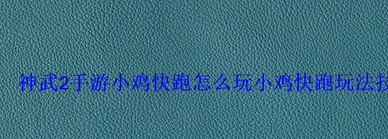 神武2手游小鸡快跑怎么玩小鸡快跑玩法技巧介绍 神武2手游小鸡快跑怎么玩小鸡快跑玩法技巧介绍