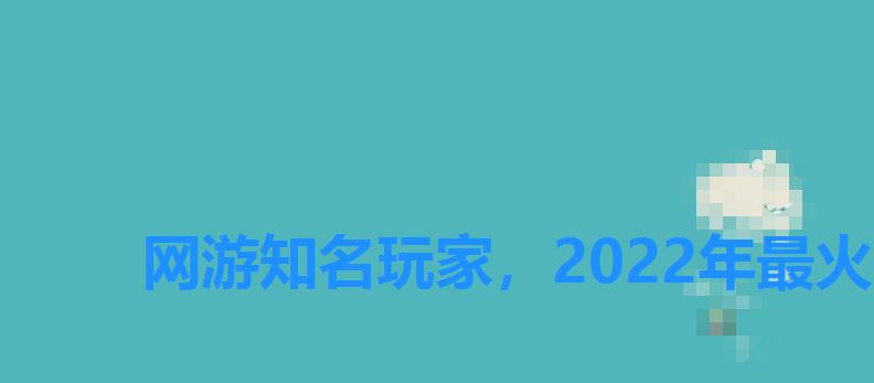 网游知名玩家，2022年最火手机游戏