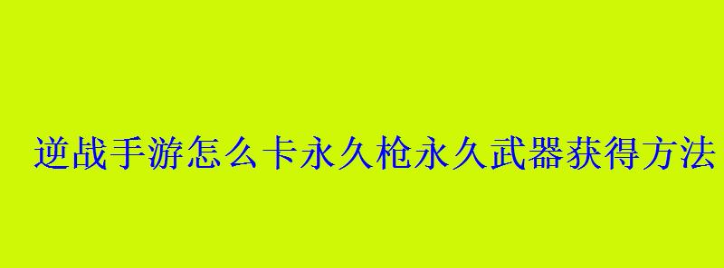 逆战手游怎么卡永久枪永久武器获得方法 逆战手游怎么卡永久枪永久武器获得方法