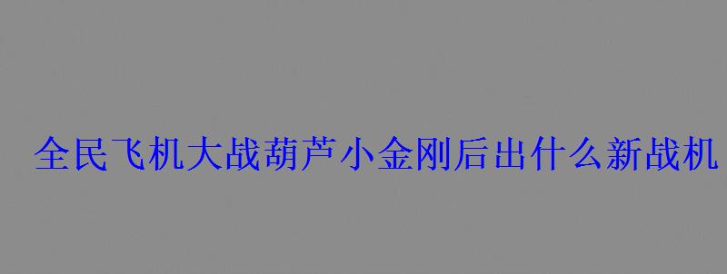全民飞机大战葫芦小金刚后出什么新战机 全民飞机大战葫芦小金刚后出什么新战机