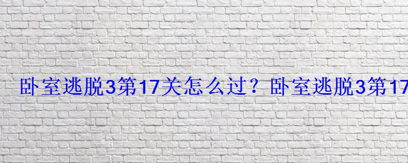 卧室逃脱3第17关怎么过?卧室逃脱3第17关图文攻略 卧室逃脱3第17关怎么过?卧室逃脱3第17关图文攻略