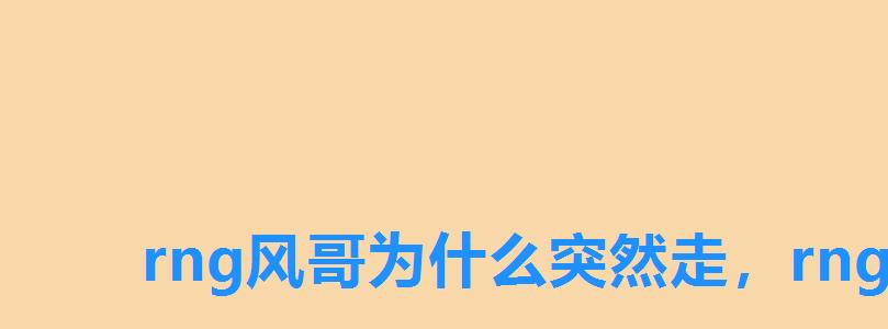 rng风哥为什么突然走,rng风哥微博叫什么 rng风哥为什么突然走,rng风哥微博叫什么