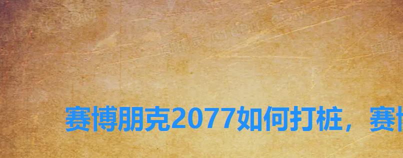 赛博朋克2077如何打桩,赛博朋克2077哪里打桩 赛博朋克2077如何打桩,赛博朋克2077哪里打桩
