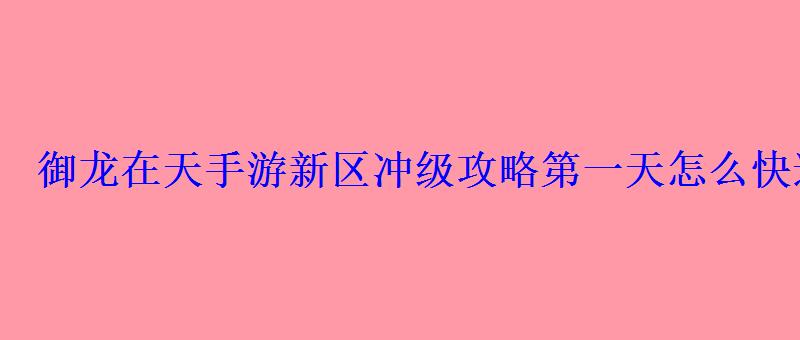 御龙在天手游新区冲级攻略第一天怎么快速升级 御龙在天手游新区冲级攻略第一天怎么快速升级