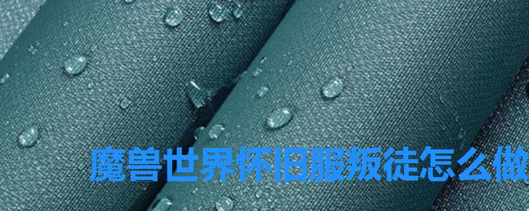 魔兽世界怀旧服叛徒怎么做 魔兽世界怀旧服叛徒怎么做