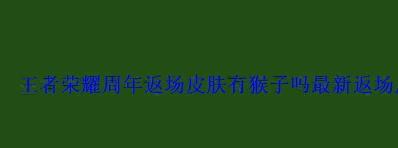 王者荣耀周年返场皮肤有猴子吗最新(官方)返场皮肤合集 王者荣耀周年返场皮肤有猴子吗最新返场皮肤合集