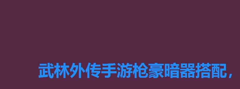 武林外传手游枪豪暗器搭配,武林外传手游氪金吗 武林外传手游枪豪暗器搭配,武林外传手游氪金吗