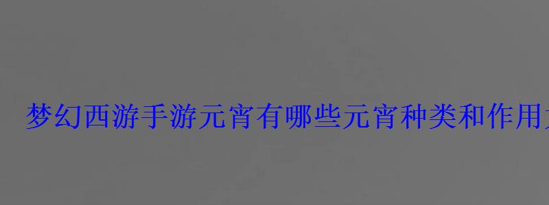 梦幻西游手游元宵有哪些元宵种类和作用大全 梦幻西游手游元宵有哪些元宵种类和作用大全