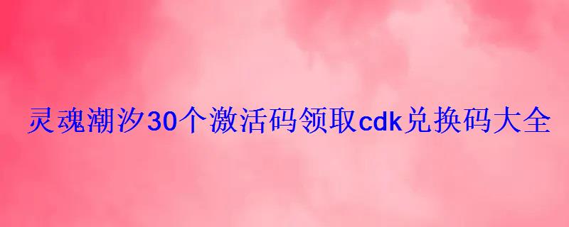 灵魂潮汐30个激活码领取cdk兑换码大全 灵魂潮汐30个激活码领取cdk兑换码大全