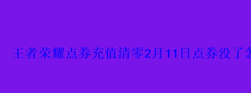 王者荣耀点券充值清零2月11日点券没了怎么办 王者荣耀点券充值清零2月11日点券没了怎么办